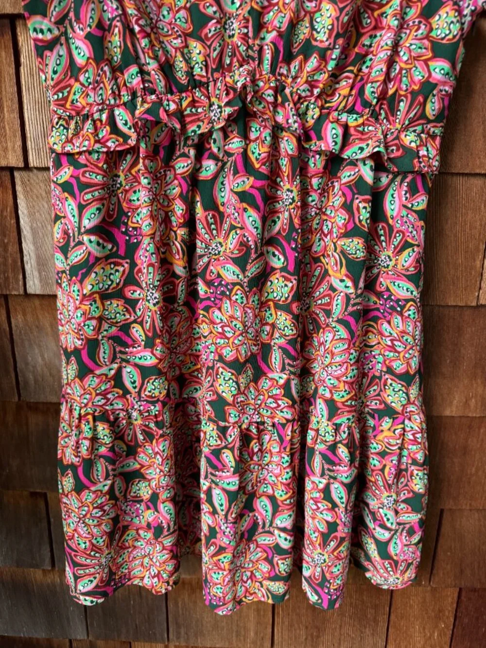 J. Crew Floral Print Tiered Ruffle V-neck Mini Dress in Women's 14
